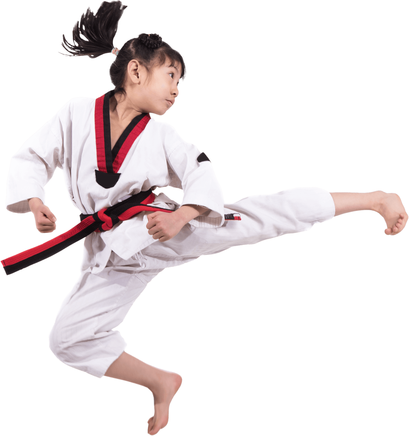 Girl practicing karate